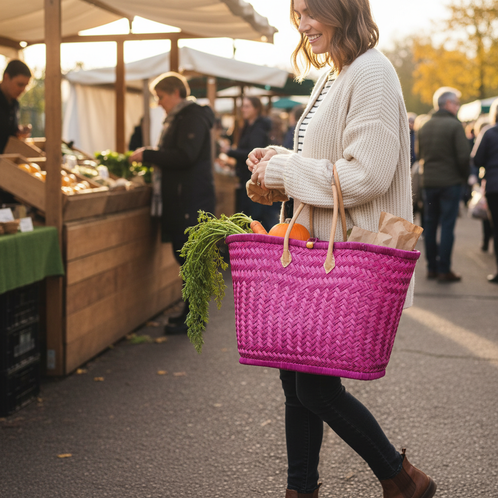 Pink Basket - Farmers Market Shopping