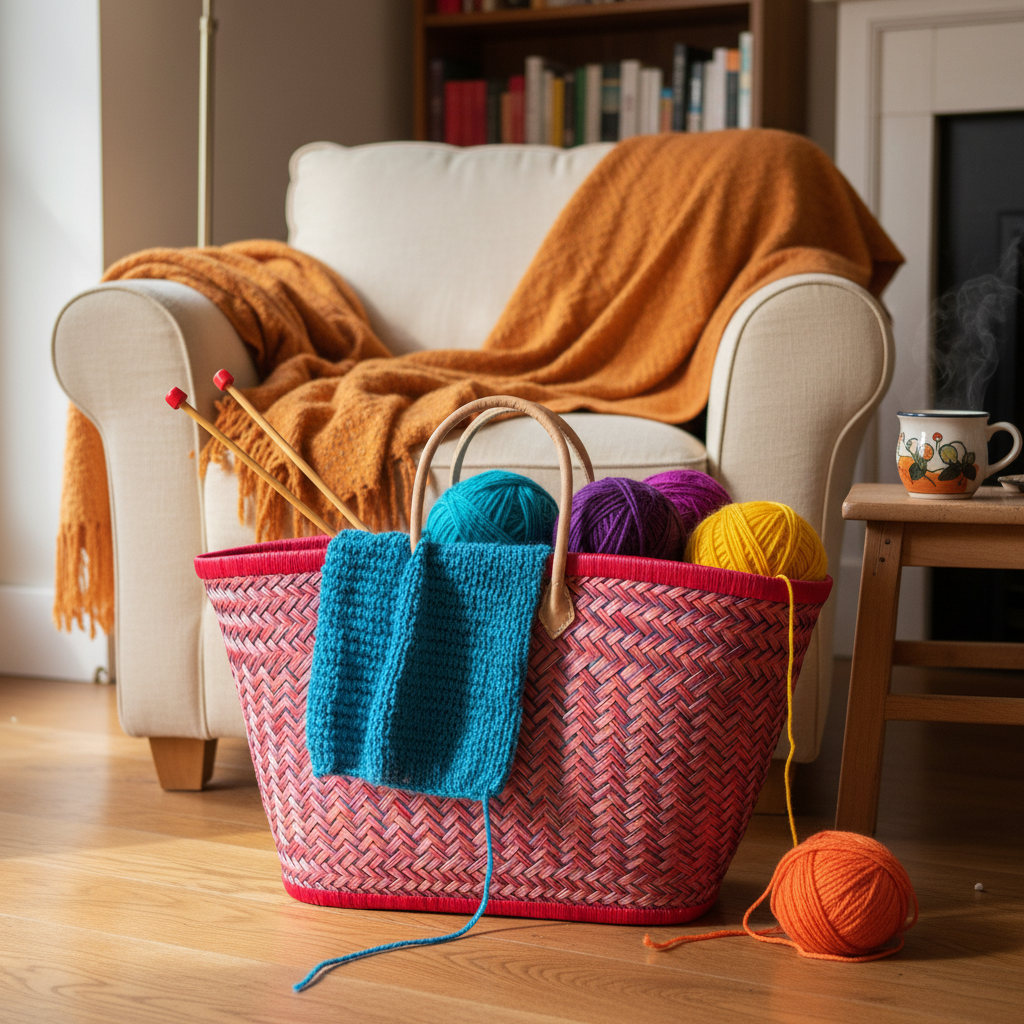 Pink red basket knitting revised