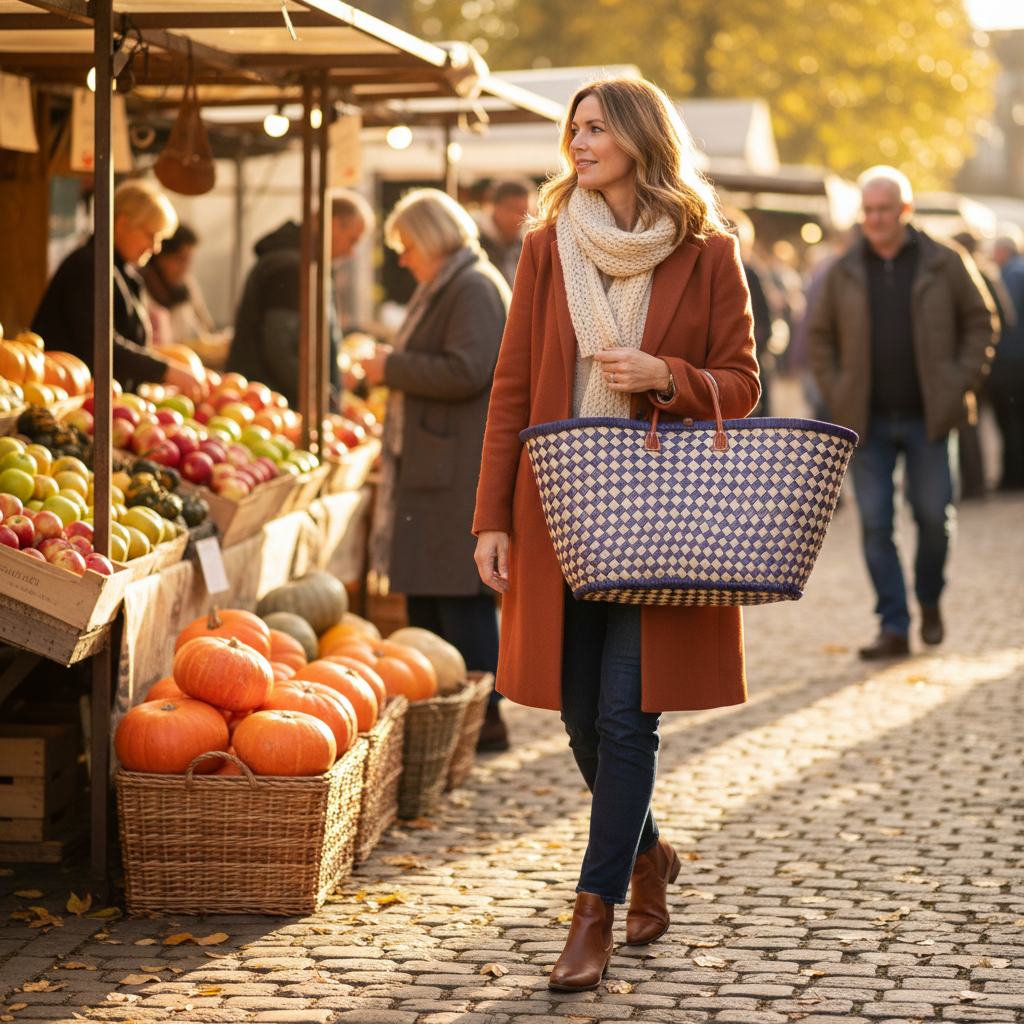 Purple Checkerboard Basket - Autumn Country Market