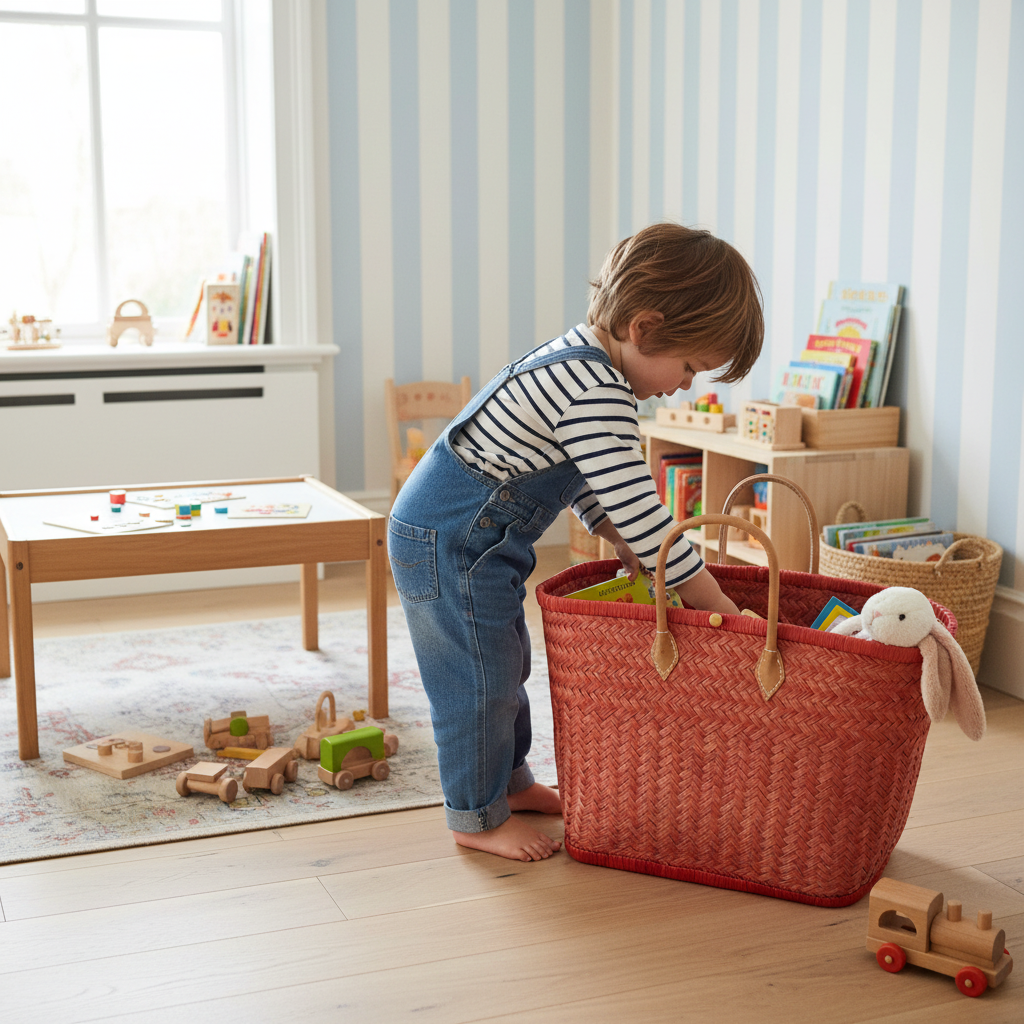 Red Basket - Child's Toy Storage Playroom