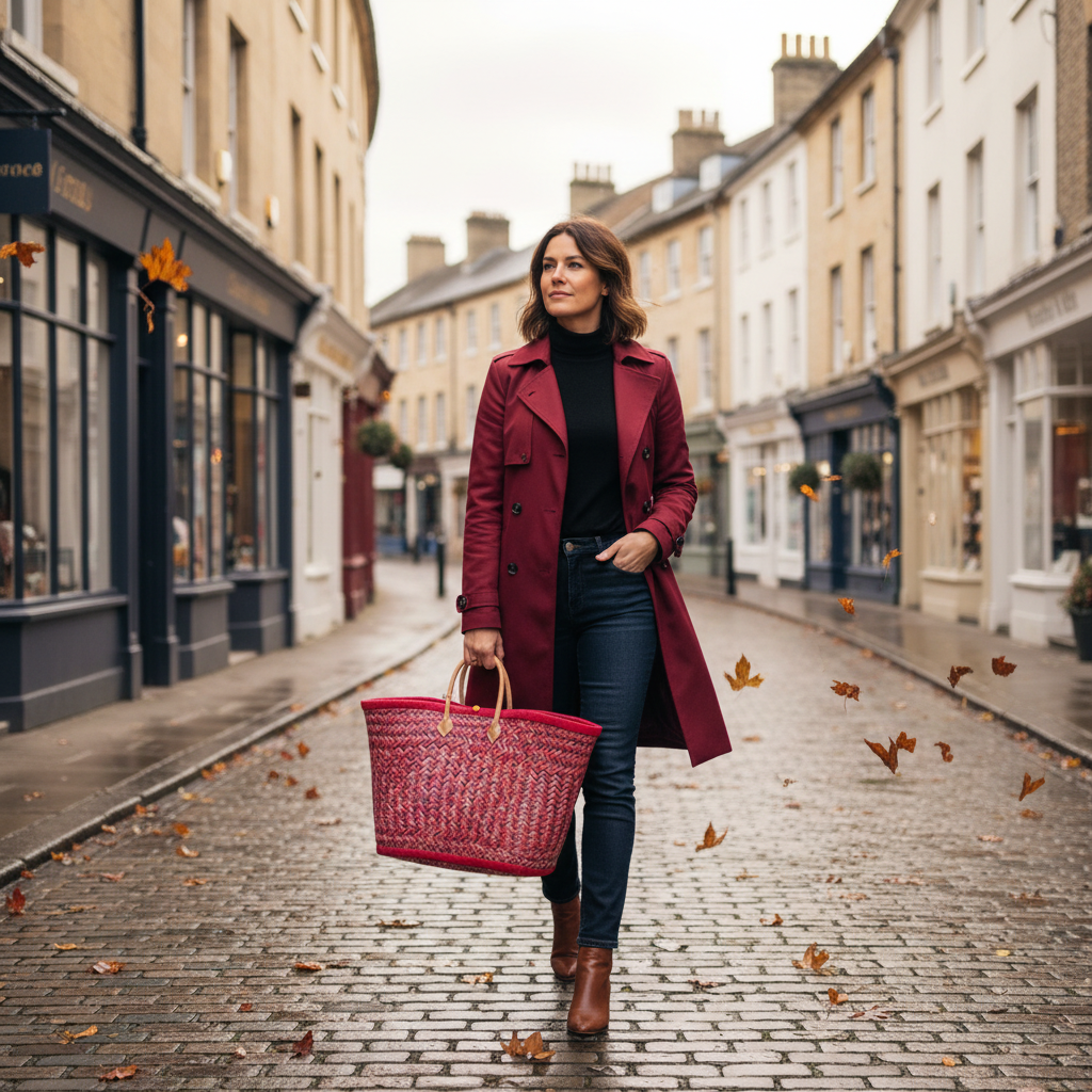Red Herringbone Basket - British High Street
