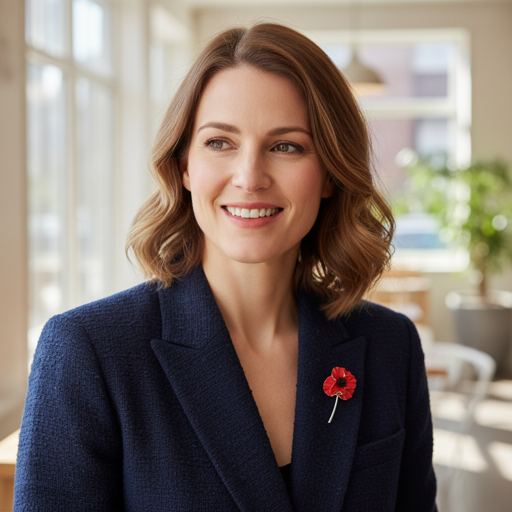 Red Poppy Brooch – Model Portrait