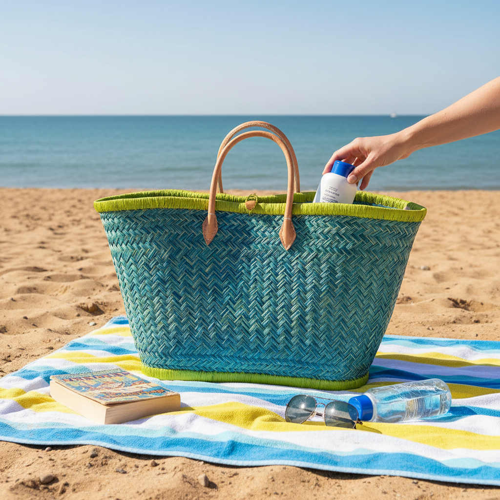Teal basket beach day