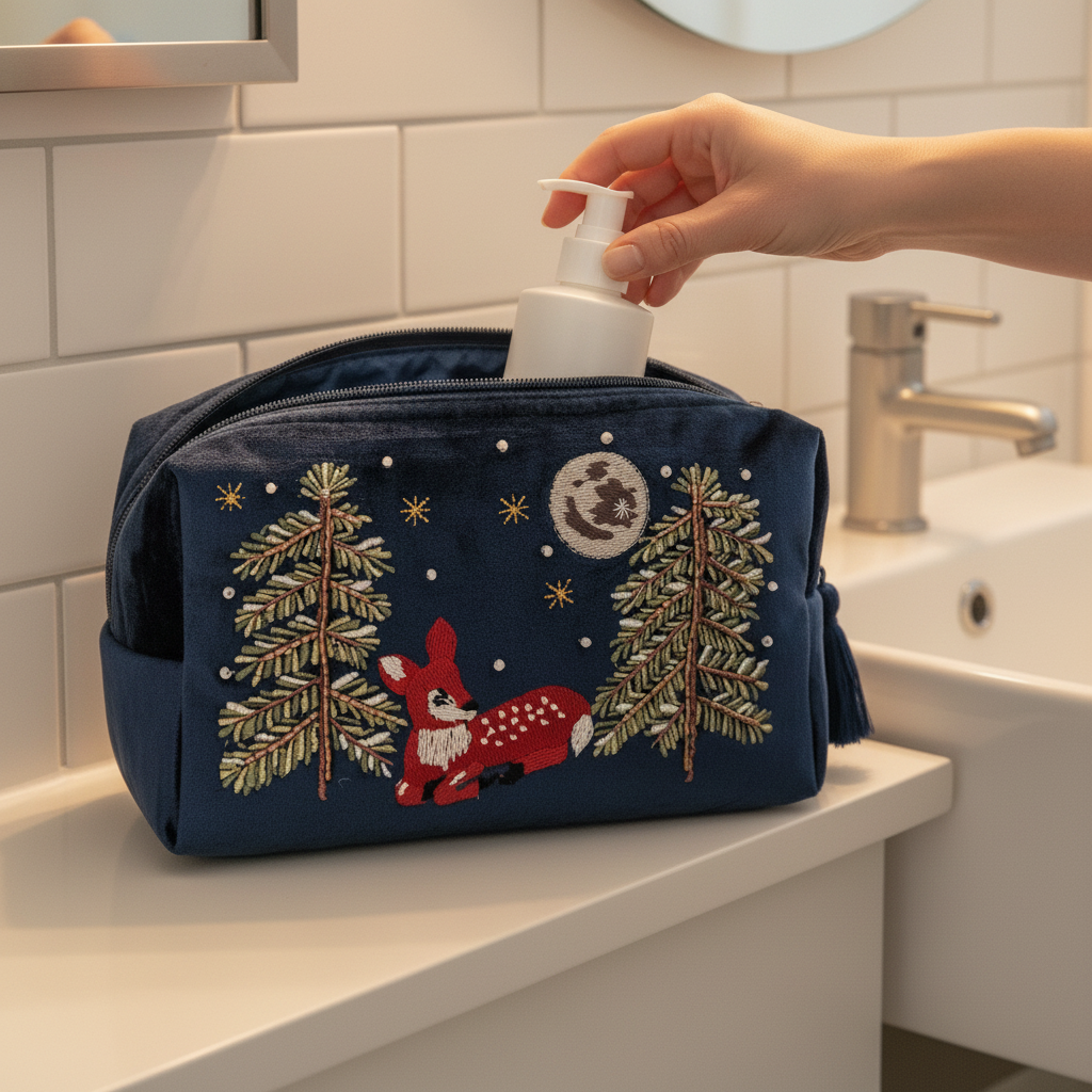Winter fawn wash bag bathroom