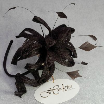 Sinamay Flower with decorative twists in Chocolate Brown - End of Line