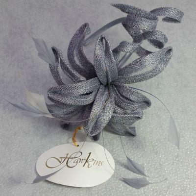 Sinamay Flower with decorative twists in Silver Grey - End of Line