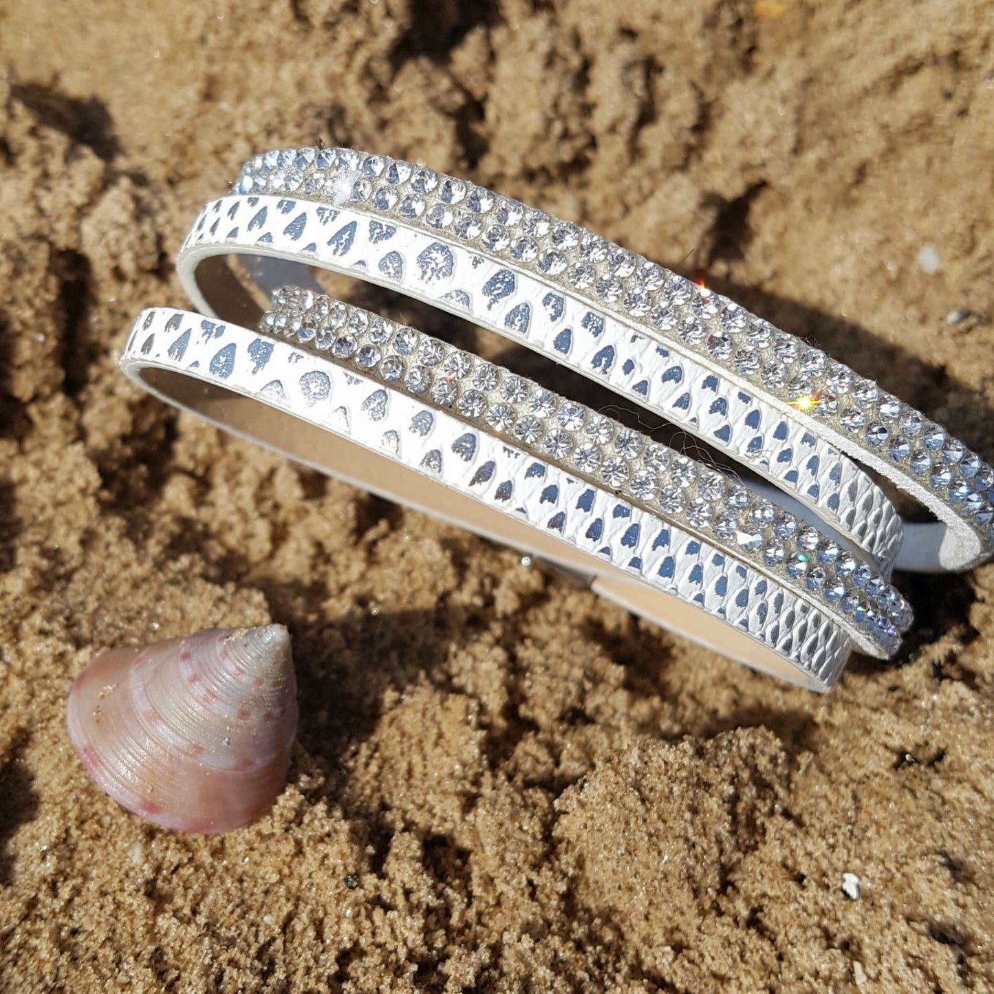 White and Silver Wrap Bracelet - End of Line
