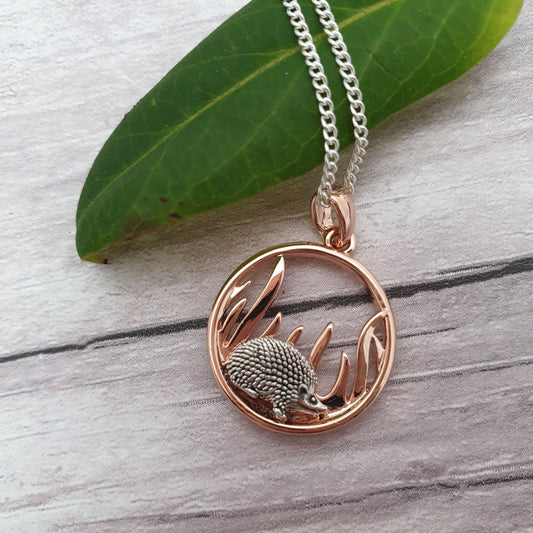 Photo of a Rose Gold and Silver 3D Hedgehog Pendant