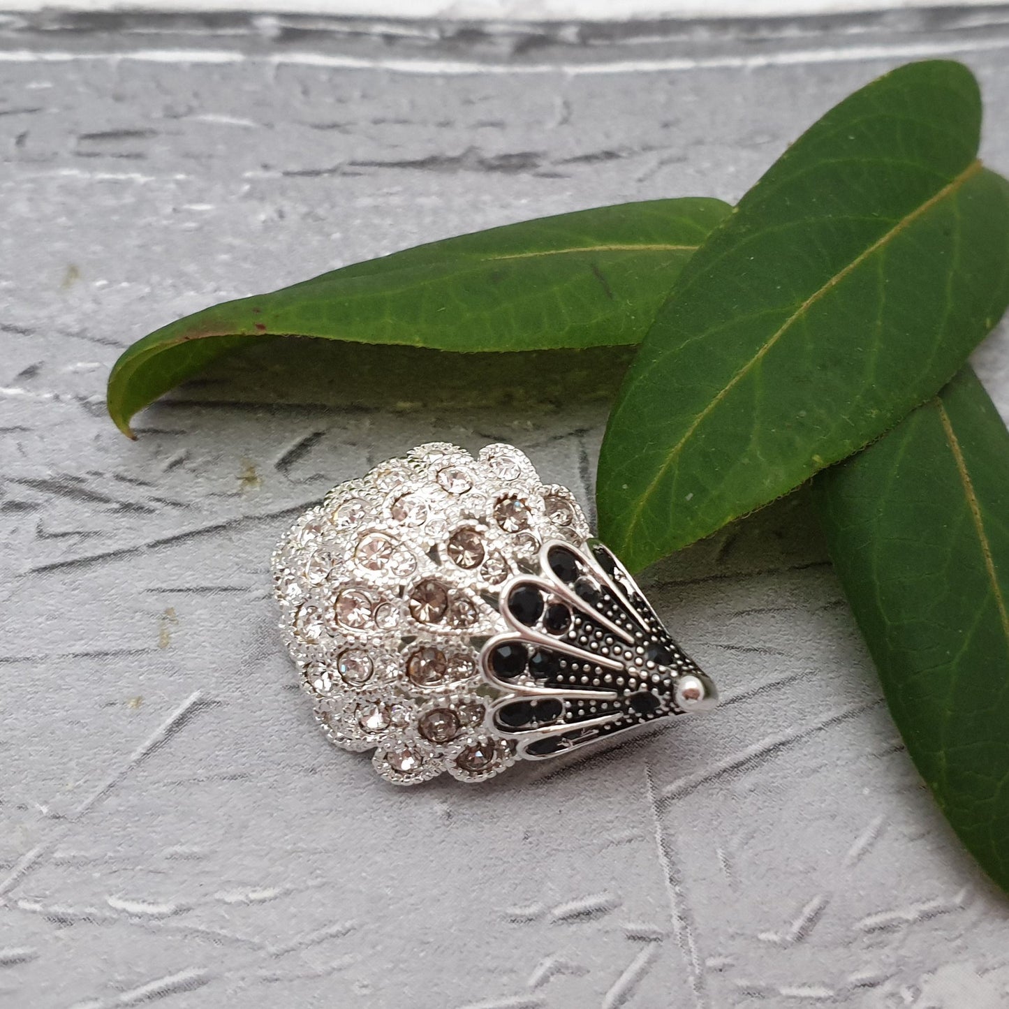 Photo of a Diamante Crystal Hedgehog Brooch with black accents