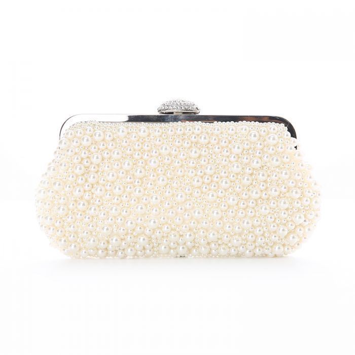 Photo of a Pearl Clutch Bag with pretty diamante and silver clasp