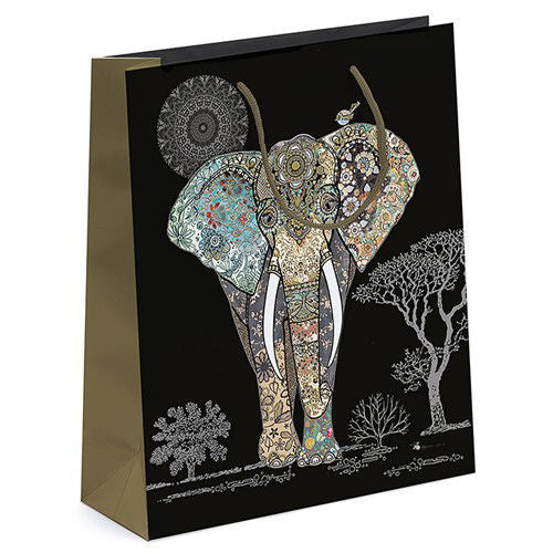 Photo of a Black Gift Bag with a Golden Elephant