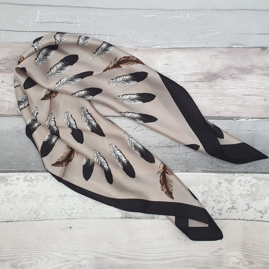 Black and White Feather Print Scarf - End of Line