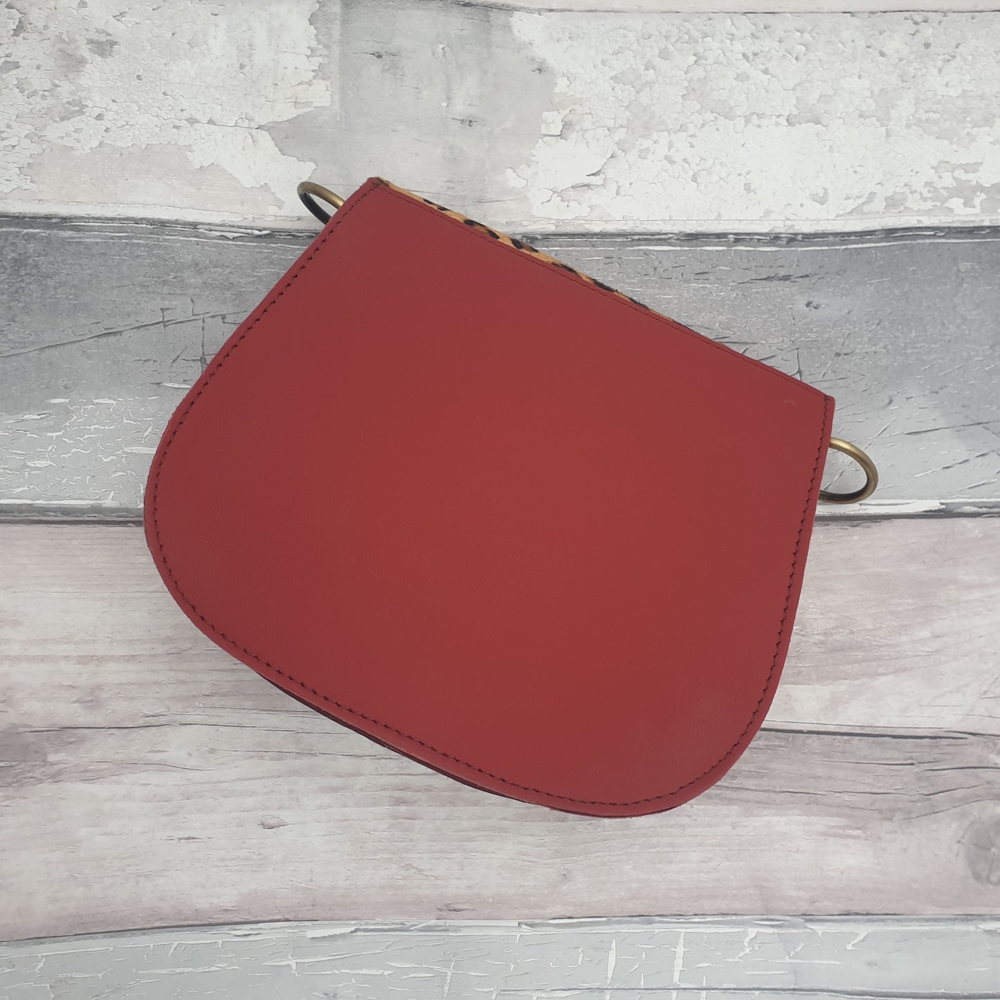 Red Leather Leopard Print Bag - Chloe - On Sale