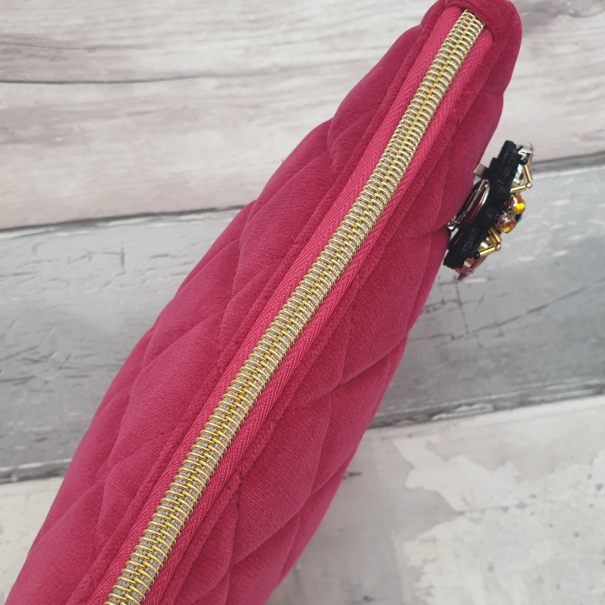 Velvet Quilted Cosmetic Bag - Raspberry – Sassy Spirit